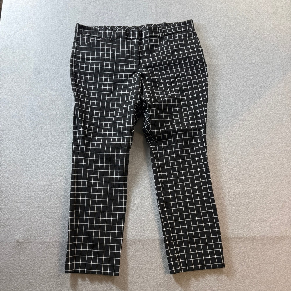 Worthington Slim Fit Pants Women 16 Black Grid Pattern Stretch Trousers‎